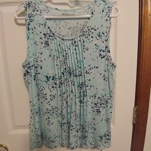 Croft and Barrow Flutter Pleated Tank Blue